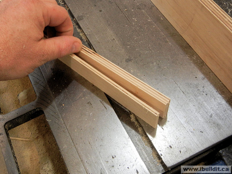 strips of plywood reduced thickness for wooden lock